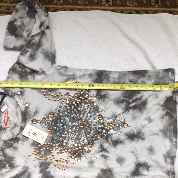 Grey Tie dye embellished long sleeve top - Picture 8 of 9